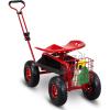 imageOutvita Rolling Garden Work Seat with Wheels Garden Scooter with 360 Degree Swivel Seat ampamp Extendable Handle ampamp Tool Tray Gardening Stool for PlantingGreenRed