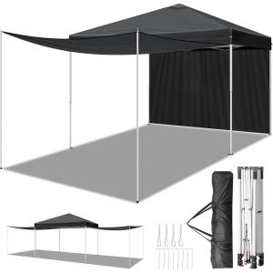 imageOutvita 10x10ft Ez Pop Up Canopy Portable Instant Canopy Tent with 2pcs SideWalls and 4pcs Camping Upright Poles for Outdoor Events Party Wedding BirthdayGraduation Gray10x10gray2pcs walls