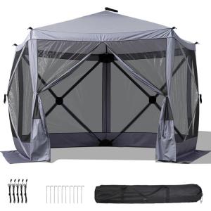 imageOutvita 10x10ft Instant PopUp Screen Tent  Outdoor Gazebo Canopy with Mosquito Netting ampamp Carrying Bag  Versatile Pavilion Tent for Patios and Events1010FTGray