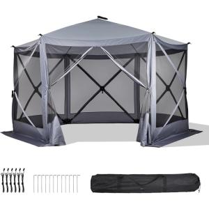 imageOutvita 10x10ft Instant PopUp Screen Tent  Outdoor Gazebo Canopy with Mosquito Netting ampamp Carrying Bag  Versatile Pavilion Tent for Patios and Events1212FTGray