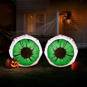 imageOutvita 2 Packs Halloween Inflatables Set of Lighted Eyes Decoration 3Ft Blow Ups Green Eyes for Halloween Decor Outdoor with LEDs Party Supplies Blow up Decoration for Yard Lawn Patio GardenGreen Eyes