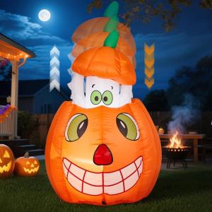 imageOutvita 2 Packs Halloween Inflatables Set of Lighted Eyes Decoration 3Ft Blow Ups Green Eyes for Halloween Decor Outdoor with LEDs Party Supplies Blow up Decoration for Yard Lawn Patio GardenPumpkin Ghost