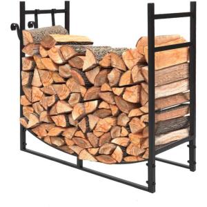 imageOutvita 2 Tier Firewood Log Rack Iron Lumber Storage Holder Wood Pile Stacker Organizer for Indoor Outdoor Fireplace Fire Stove Pit With 4 Fire Tools Hanging Hooks Christmas Elements Black13D x 331W x 30H