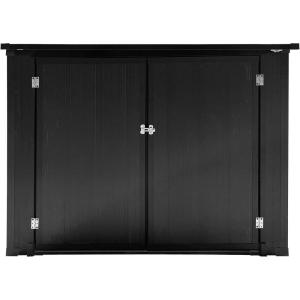 imageOutvita 295 Gallon XXL Outdoor Storage Box PP Waterproof Patio Deck Box with Lockable Door HeavyDuty Storage Cabinet for Patio Furniture Garden Tools ampamp More Black