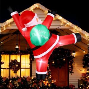 imageOutvita 49 FT Thanksgiving Turkey Inflatables Outdoor Decorations Blow Up Turkey with Pilgrim Hat Sitting on Santa Decor Builtin 3 LED Lights Thanksgiving ampamp Christmas Inflatable for Yard Gardenclimbing