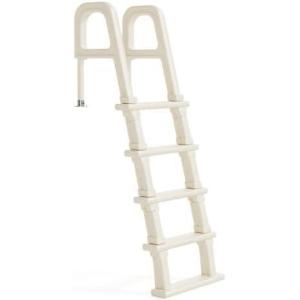 imageOutvita 5Step PE Pool Ladder Above Ground Heavy Duty Safety Deck Ladder Anti Slip Plastic Step for Inground Swimming Pool 48in to 54inIvory