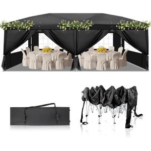 imageOutvita 65x65ft Pop Up Canopy Tent Outdoor Instant Shelter Folding Canopy with Carry Bag for Commercial Events Party Backyard BBQ Camping Blue1020 Black6 side walls