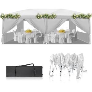 imageOutvita 65x65ft Pop Up Canopy Tent Outdoor Instant Shelter Folding Canopy with Carry Bag for Commercial Events Party Backyard BBQ Camping Blue1020 White6 side walls