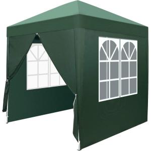 imageOutvita 65x65ft Pop Up Canopy Tent Outdoor Instant Shelter Folding Canopy with Carry Bag for Commercial Events Party Backyard BBQ Camping Blue6565 Green4 side walls