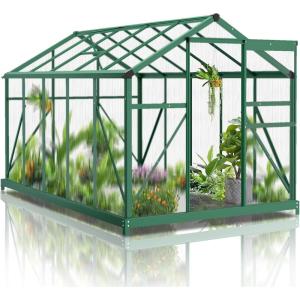 imageOutvita 6x10 FT Greenhouses for Outdoors Polycarbonate Greenhouse Large Walkin Greenhouse with Quick Setup Structure and Roof Vent Green Houses for Outside Garden Backyard Patio Black6x10ftGreen