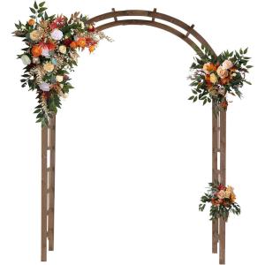 imageOutvita 7 Ft Fir Wood Garden Arch Arbour Arbor Backyard Trellis Outdoor Structure for Climbing Plants Lawn Patio Decoration Wedding Ceremony Festival DecorReddish Brown