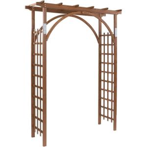 imageOutvita 7 Ft Wooden Garden Arbor Arch Fir Wood Arbour Trellis Pergola Archway for Wedding Ceremony Decoration Pergola Plant Climbing Rose Vines Lawn Courtyard Patio Dark BrownDark Brown