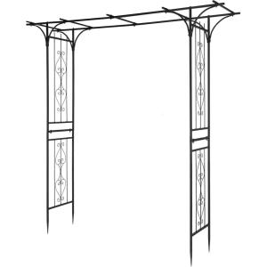 imageOutvita 73FT Garden Arch Arbor Heavy Duty Metal Arbour Archway Decorative Frame Stand Trellis with Ground Stakes for Wedding Ceremony Party Plant Climbing Rose Vines Lawn Patio Black220 Pounds