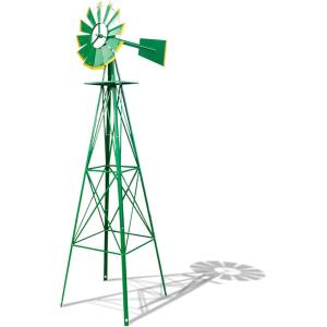 imageOutvita 8FT Ornamental Windmill Heavy Duty Durable Metal Weather Vane Garden Decoration Weather Resistant for Garden Yard Farm Seaside 8ftGray8ftgreen