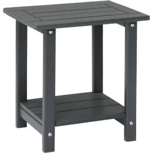 imageOutvita Adirondack Side Table 24 Inch Square Outdoor End Table HDPE Weather Resistant Coffee Table for Patio Balcony Deck Garden BlueGrey