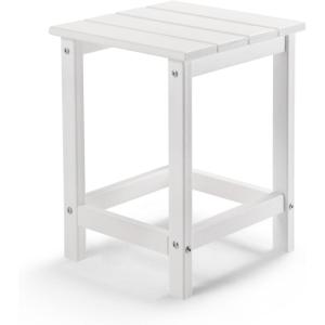 imageOutvita Adirondack Side Table 24 Inch Square Outdoor End Table HDPE Weather Resistant Coffee Table for Patio Balcony Deck Garden BlueWhite