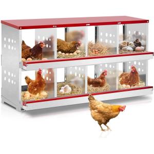 imageOutvita Chicken Nesting Box 8 Compartment Metal Nesting Box 8 Room Wall Mountable Nesting Boxes for Hen Red8 Compartments