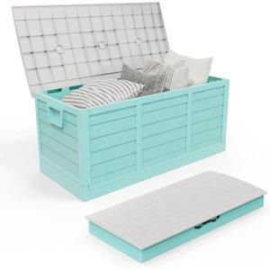 imageOutvita Foldable 75 Gallon Outdoor Storage Box Plastic Storage Containers with Lid Patio Deck Box Furniture for Garden Pool Balcony Yard Gray BodyBlack LidGreen