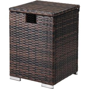 imageOutvita Gas Tank Storage Box 157in Wicker Propane Tank Cover Table for Fire Pit Table and Gas Grill Patio Furniture BrownBrown