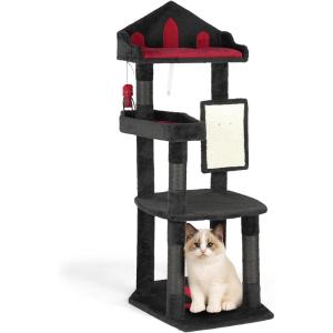 imageOutvita Halloween Cat Tree 44quot Cat Tower with Spacious Cat Condo Gothic Scratching Posts with 1 Padded Perches Large Platform Cat Activities Furniture Red ampamp Black49