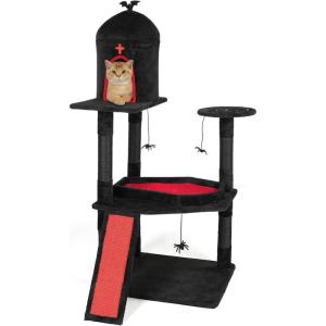 imageOutvita Halloween Cat Tree 44quot Cat Tower with Spacious Cat Condo Gothic Scratching Posts with 1 Padded Perches Large Platform Cat Activities Furniture Red ampamp Black53