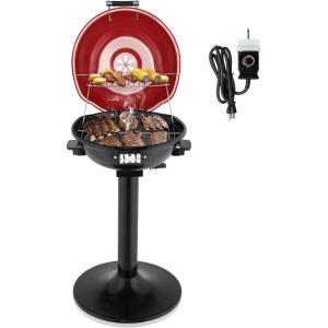 imageOutvita IndoorOutdoor Electric Grill 1600W Portable Removable Stand Grill with Double Layer Design for BBQ Patio ampamp Backyard RedRed