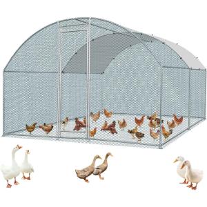 imageOutvita Large Metal Chicken Coop 6510FT Walkin Poultry Cage with Waterproof ampamp AntiUV Round Arch Cover Duck Rabbit Hen Cage Galvanized Mesh for Outdoor Yard Backyard and Farm1310FT