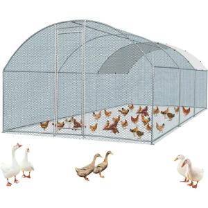 imageOutvita Large Metal Chicken Coop 6510FT Walkin Poultry Cage with Waterproof ampamp AntiUV Round Arch Cover Duck Rabbit Hen Cage Galvanized Mesh for Outdoor Yard Backyard and Farm19510 FT