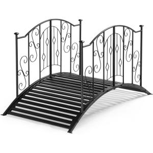 imageOutvita Metal Garden Bridge for Outdoor Elegant Decorative Bridge with PowderCoated Finish and Security Guardrail for Patio Pond Backyard Landscaping CrownCrown