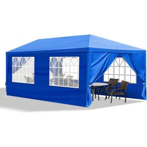 imageOutvita Outdoor Party Tent Patio Canopy Tent Gazebo with Removable Sidewalls Instant Event Tent for Cater Events Wedding Birthday Pavilion Beach BBQ 10x1010x20blue6 walls