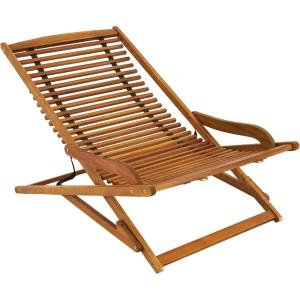 imageOutvita Patio Deck Chair Solid Acacia Wood Lounge Chair for Outside Longer Version Pool Chaise Lounger with Footrest for Poolside Backyard Lawn Deck