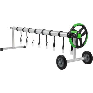 imageOutvita Pool Cover Reel 18 FT Solar Cover Reels Set for Inground Outdoor Swimming Pools Aluminum Solar Above Ground Pool Cover Roller Blanket Reel Black ampamp Green