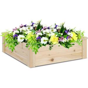 imageOutvita Square Outdoor Wooden Raised Garden Bed Planter for Vegetables Fruits Herbs Grass Backyard Patio Yard