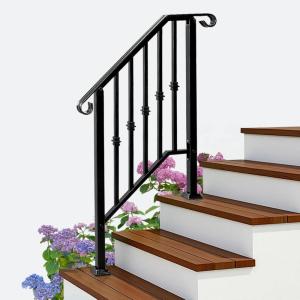 imageOutvita Upgraded Outdoor Handrail Stair Handrail Fits 3 to 4 Steps Handrails for Concrete Steps with Installation Kit Stair Rails for Seniors Wooden Steps ampamp Porch ampamp Deck23 steps