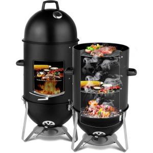 imageOutvita Vertical 17 Inch Charcoal BBQ Smoker 3in1 Portable Outdoor Grill Cooker with Builtin Thermometer for Outdoor Backyard Cooking Grilling Camping188