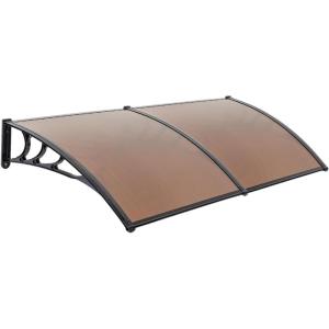 imageOutvita Window Awning Door Canopy 40quotx 80quot Whole Piece Polycarbonate Cover Front Door Outdoor Patio Awning Canopy UV Rain Snow Sunlight Protection Hollow Sheet Brown Board ampamp Black Bracket40x80