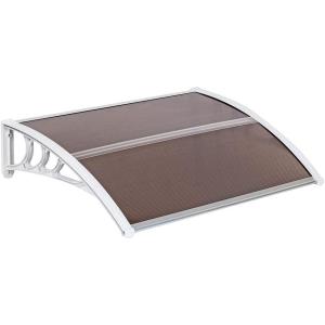 imageOutvita Window Awning Door Canopy 40quotx30quot Polycarbonate Cover Front Door Outdoor Patio Awning Canopy UV Rain Snow Sunlight Protection Hollow Sheet Clear Board ampamp White BracketBrown