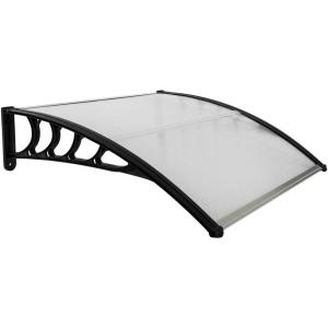 imageOutvita Window Awning Door Canopy 40quotx30quot Polycarbonate Cover Front Door Outdoor Patio Awning Canopy UV Rain Snow Sunlight Protection Hollow Sheet Clear Board ampamp White BracketClear Board  Black Bracket