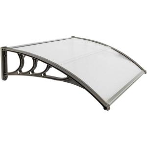 imageOutvita Window Awning Door Canopy 40quotx30quot Polycarbonate Cover Front Door Outdoor Patio Awning Canopy UV Rain Snow Sunlight Protection Hollow Sheet Clear Board ampamp White BracketClear Board  Grey Bracket