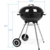 imageOutvita 18 inch Portable Charcoal Grill Stainless Steel BBQ Kettle Charcoal Grill with Wheels and Storage Holder for Camping Picnic Barbecue Party Outdoor Activities