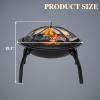 imageOutvita 22inch Fire Pit Portable Wood Burning Firepit Lightweight BBQ Grill Firepit Bowl with Log GrateampampPoker ampamp Foldable Legs for Outside Barbecue Patio Picnic Party77 Pounds