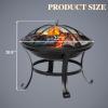 imageOutvita 22inch Fire Pit Portable Wood Burning Firepit Lightweight BBQ Grill Firepit Bowl with Log GrateampampPoker ampamp Foldable Legs for Outside Barbecue Patio Picnic Party84 Pounds