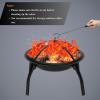 imageOutvita 22inch Fire Pit Portable Wood Burning Firepit Lightweight BBQ Grill Firepit Bowl with Log GrateampampPoker ampamp Foldable Legs for Outside Barbecue Patio Picnic Party77 Pounds