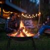 imageOutvita 22inch Fire Pit Portable Wood Burning Firepit Lightweight BBQ Grill Firepit Bowl with Log GrateampampPoker ampamp Foldable Legs for Outside Barbecue Patio Picnic Party77 Pounds