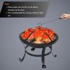 imageOutvita 22inch Fire Pit Portable Wood Burning Firepit Lightweight BBQ Grill Firepit Bowl with Log GrateampampPoker ampamp Foldable Legs for Outside Barbecue Patio Picnic Party84 Pounds