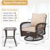imageOutvita 3 Pieces Patio Furniture Set Outdoor Swivel Rocker Wicker Patio Bistro Set with Rattan Rocking Chair Glass Top Side Table and Thickened Cushions for Porch Deck Backyard Brown