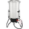 imageOutvita 30 Qt Turkey Deep Fryer Set Aluminum Fish ampamp Seafood Boiler Steamer with 55000 BTU Propane Gas Burner Stand Injector Thermometer Hose Ideal for Outdoor Fry Cooking Sliver50qt