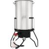 imageOutvita 30 Qt Turkey Deep Fryer Set Aluminum Fish ampamp Seafood Boiler Steamer with 55000 BTU Propane Gas Burner Stand Injector Thermometer Hose Ideal for Outdoor Fry Cooking Sliver50qt