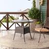 imageOutvita 315quot Patio Rattan Dining Table Frosted Glass Tabletop Waterproof ampamp Rustproof DoubleLayer Storage Adjustable Feet Elegant Brown Outdoor Table Fits 4Person Dining
