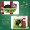 imageOutvita 32quot Christmas Cat Tree Tower for Indoor Cats MultiLevel Cat Climbing Tower with Cat Condos Top Perches Hammock Scratching Posts Kittens Play Activity Center32in  3 Level